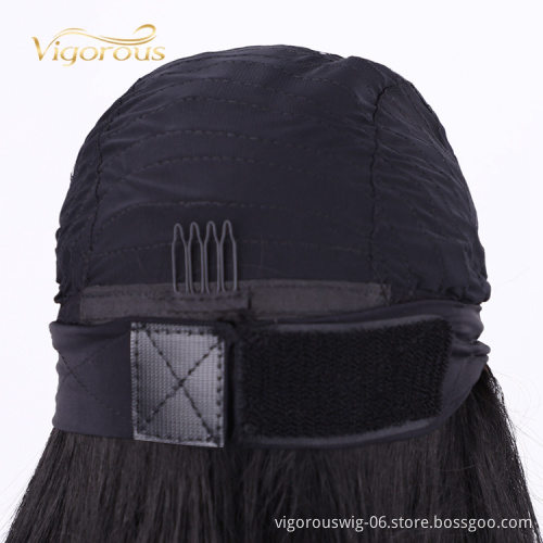 Heat Resistant Good Quality Natural African Silky Black Long Straight Cheap Price Wholesale Synthetic Headband Wig